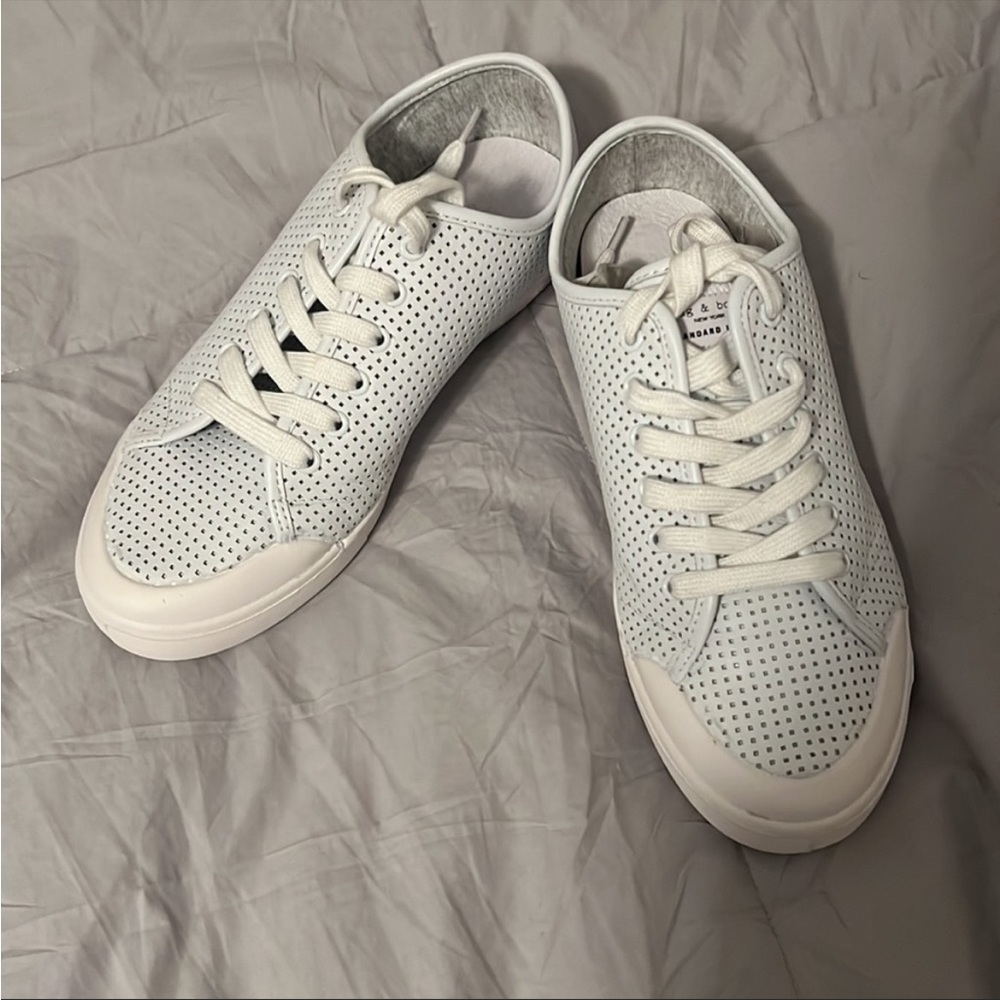 RAG & BONE White Leather Perforated Sneakers brand new never worn - Picture 2 of 7